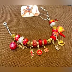🎈SOLD🎈Big Red Heart Chilli Charm Bracelet (11 inches)